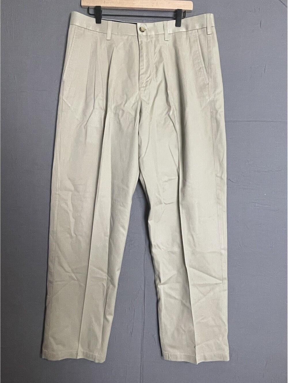 Croft & Barrow Flat Front Chino Pants Men's 36x34 Solid Tan Slash Pocket